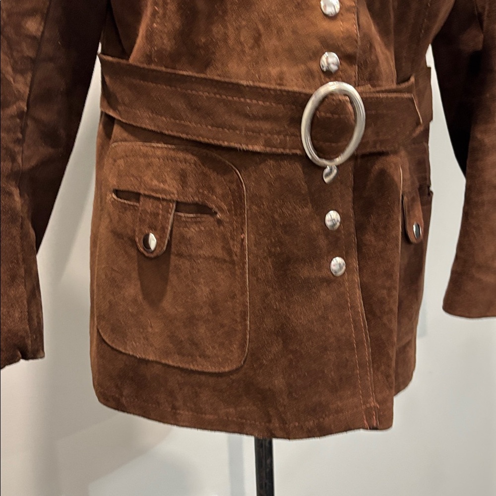 Vintage Brown Suede Jacket Snap Front Retro Western Coat Women’s Medium - Picture 7 of 16